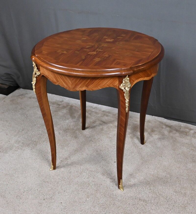 Rosewood marquetry coffee table, Louis XV style – Mid 20th century