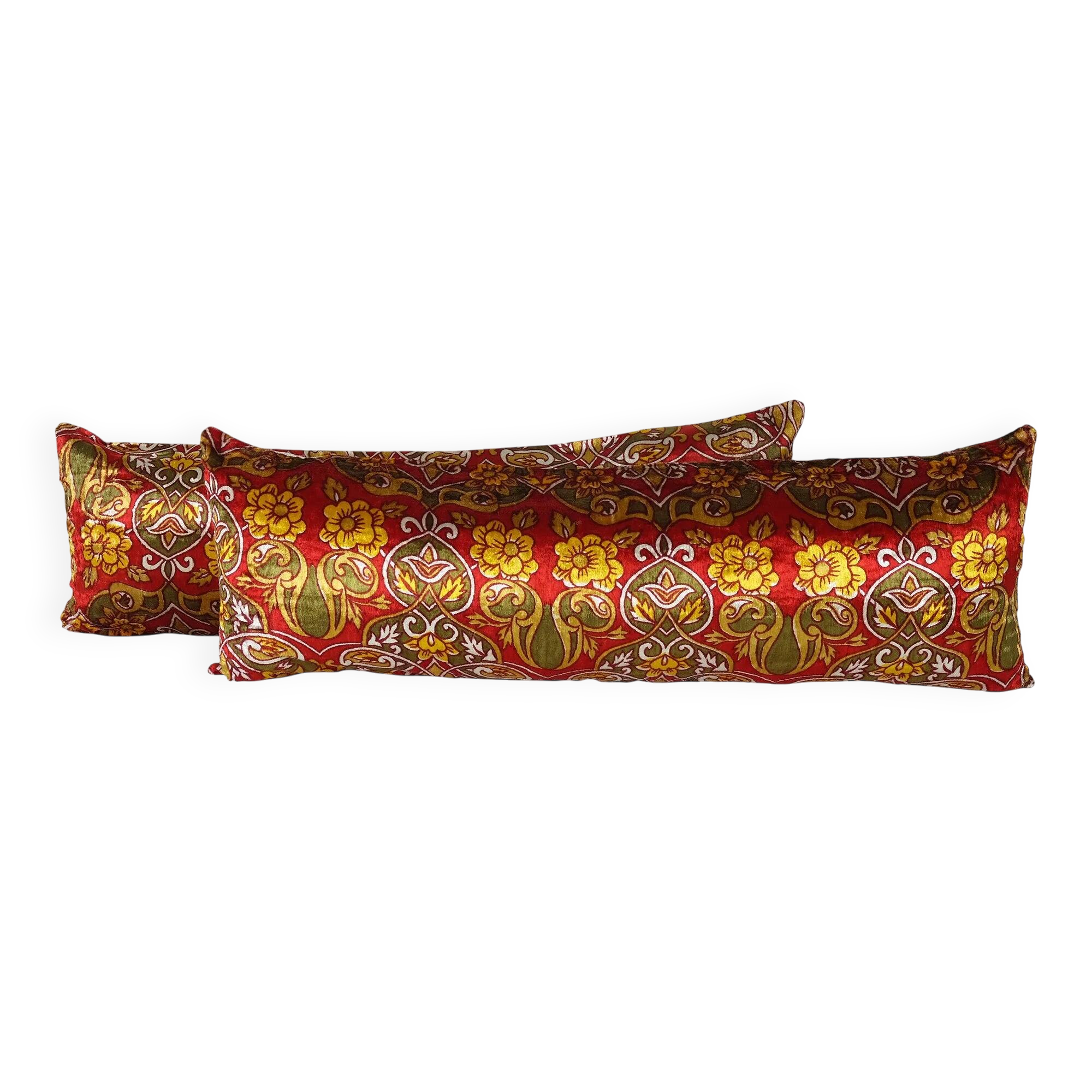 Set of 2 vintage velvet cushion covers 36x112 cm