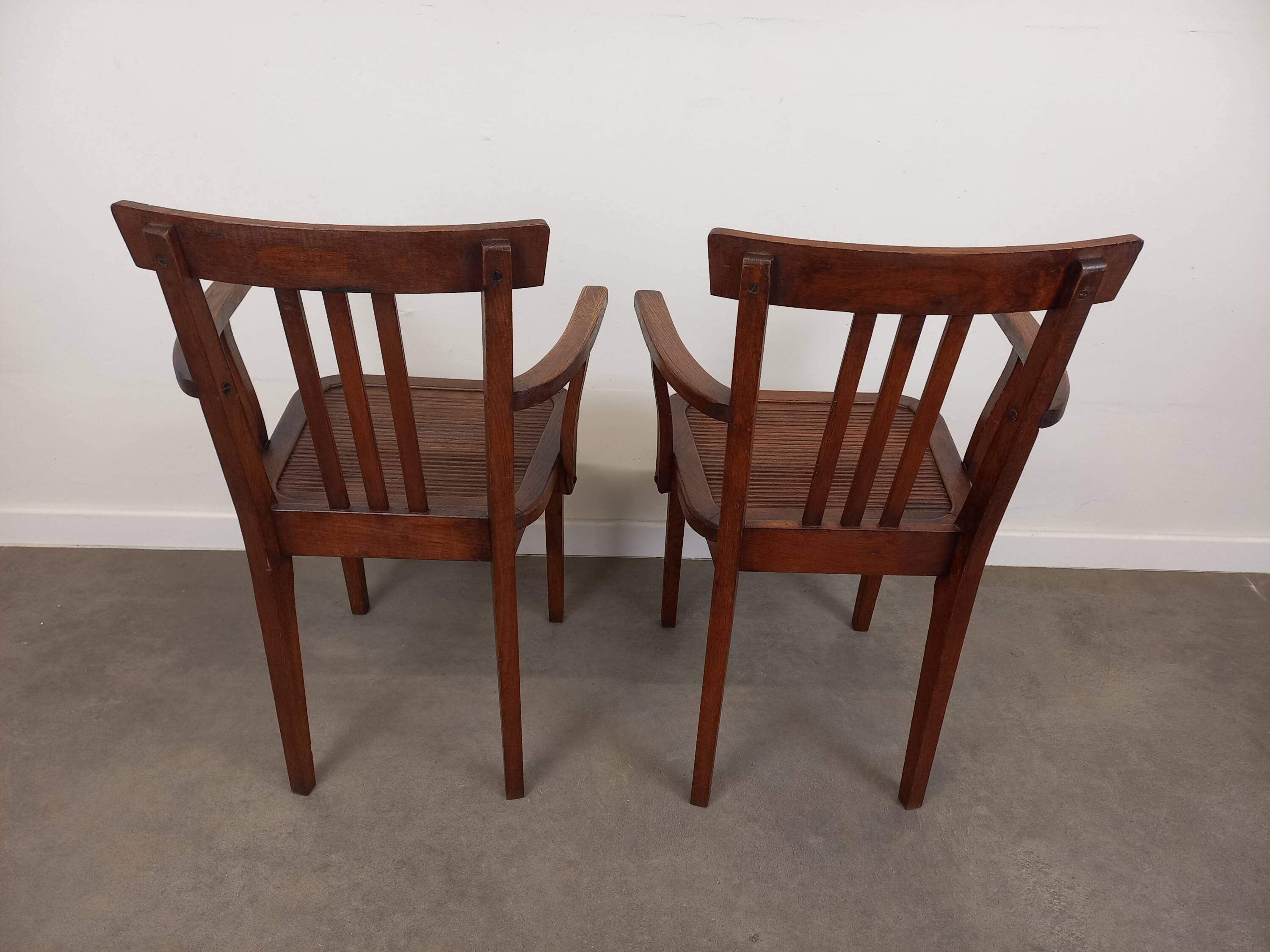 Pair of wooden bridge armchairs