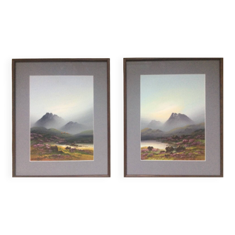 The Highlands. 2 gouaches by Wilfred GATON.