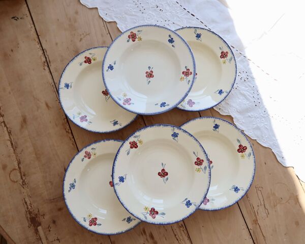 6 assiettes creuse vintage Digoin Sarreguemines modèle Mary-Lou