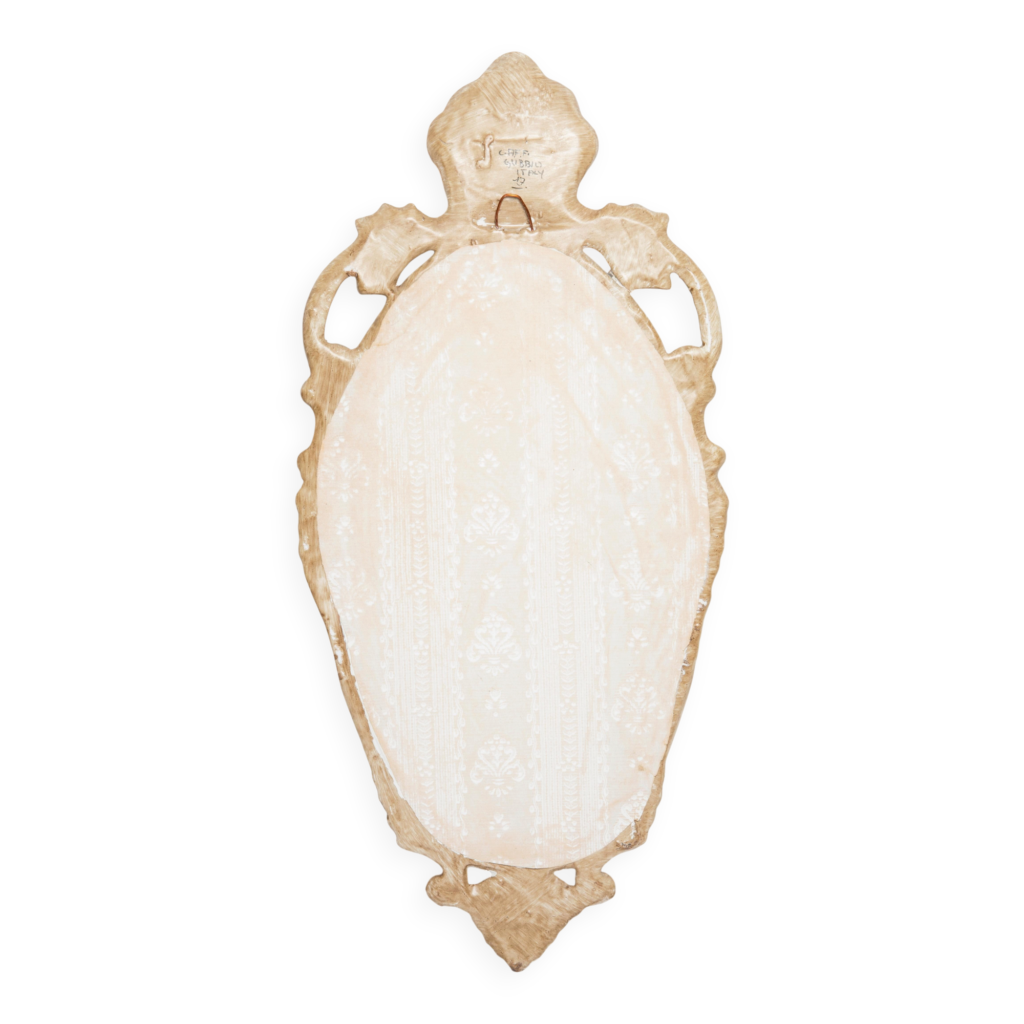 Miroir mural vintage style milieu du siècle avec décor fleurs en plâtre