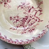 10 mismatched vintage soup plates in blue, green, and red ironstone