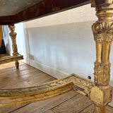 Coffee table in green marble and gilded wood, Louis XVI / Rococo style