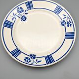 Series of 6 vintage plates demi-porcelaine badonviller art deco blue flowers