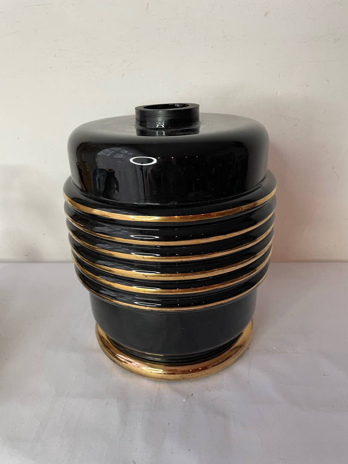 Art Deco vase and candle holder set