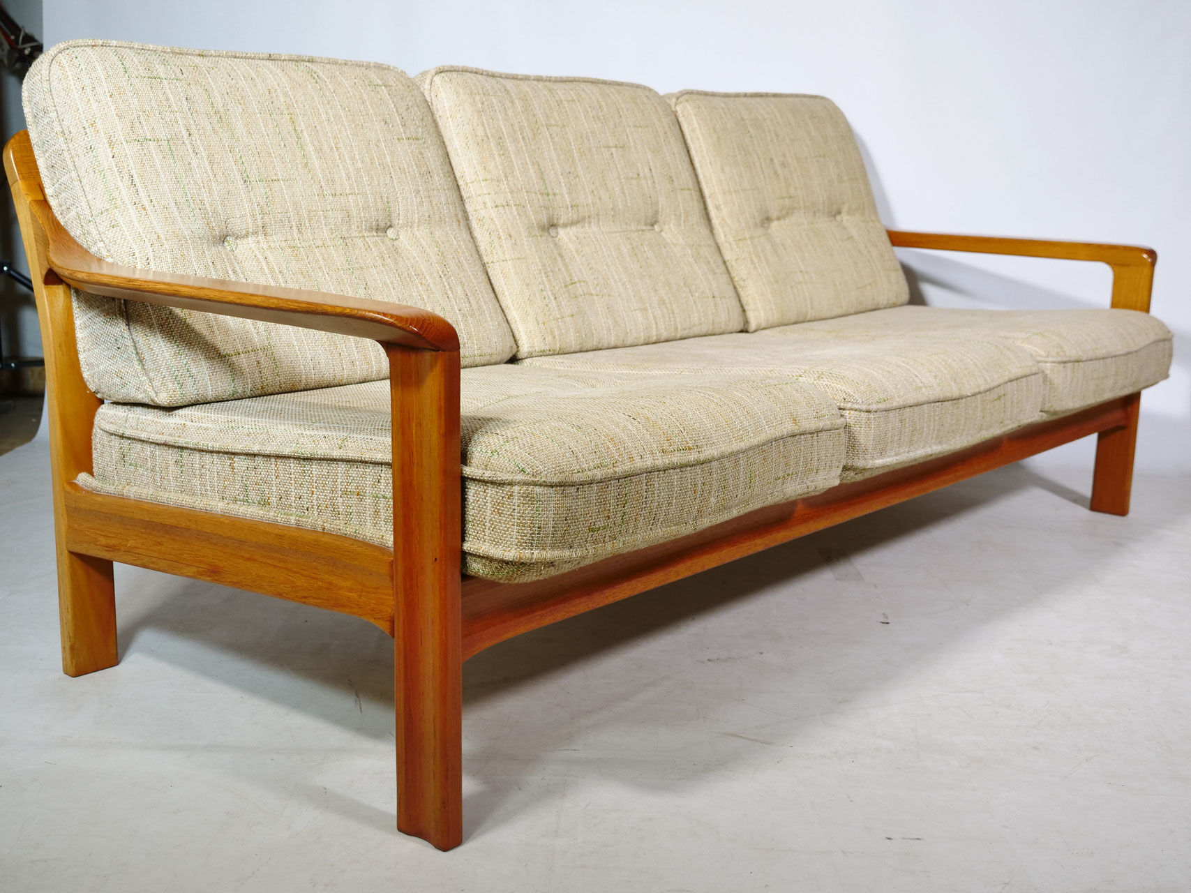 Vintage Scandinavian three-seater teak sofa, 1970s