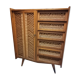 Children's wicker wooden wardrobe, 1960-70 vintage