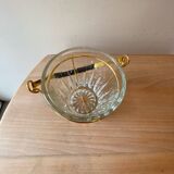 Vintage glass and gold metal ice bucket