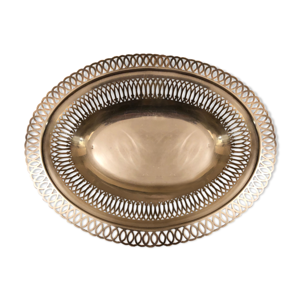 CORBEILLE en MÉTAL ARGENTÉ - ANSE RABATTABLE - DÉCO VINTAGE - PANIER