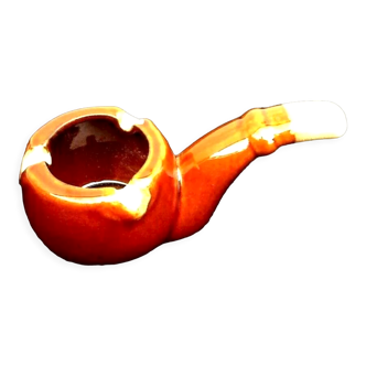 1950s glazed ceramic ashtray in the shape of a pipe