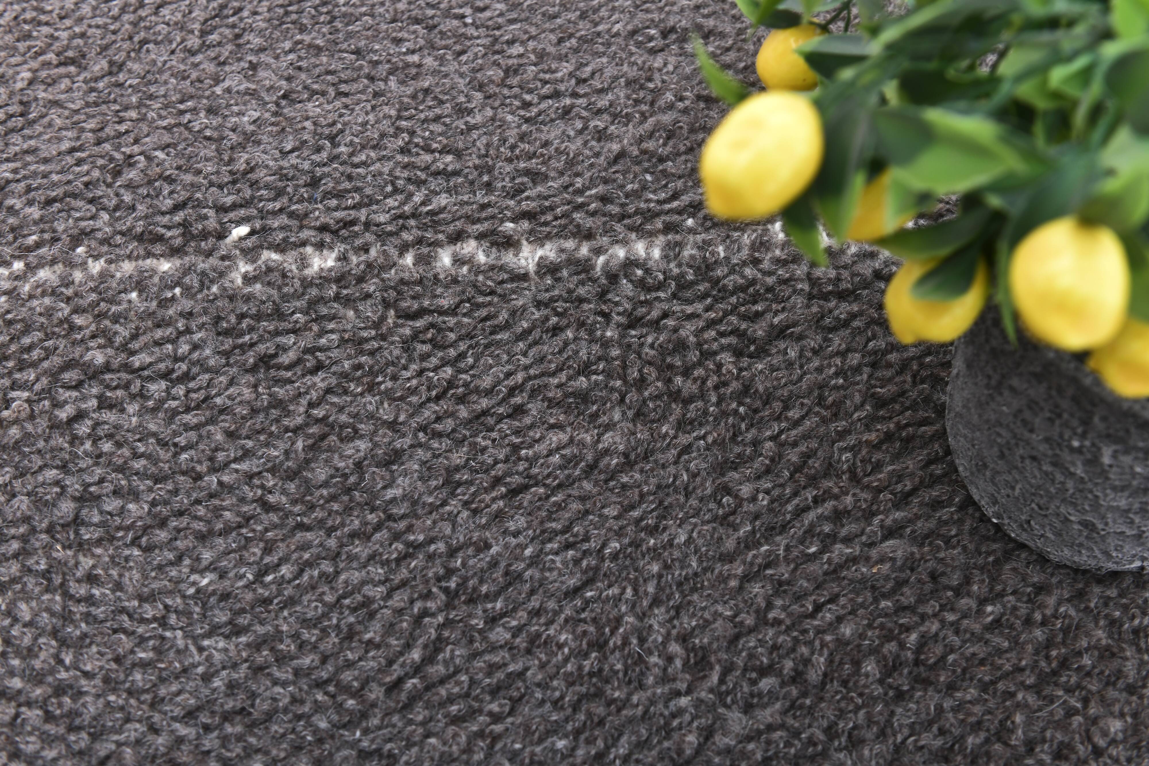 4x7 Soft Pastel Brown Wool Moroccan Rug, 128x211Cm