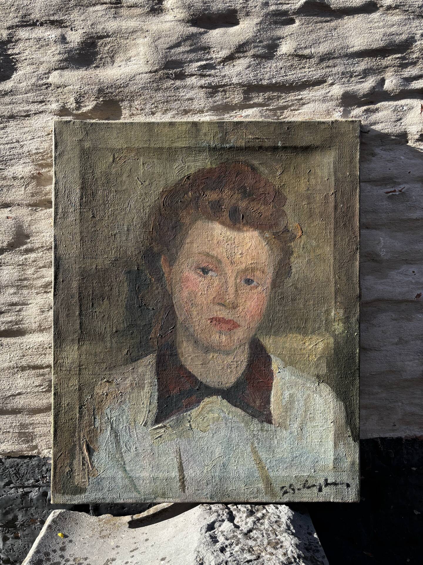 Portrait à l'huile d'une jeune femme par Gustave Balenghien