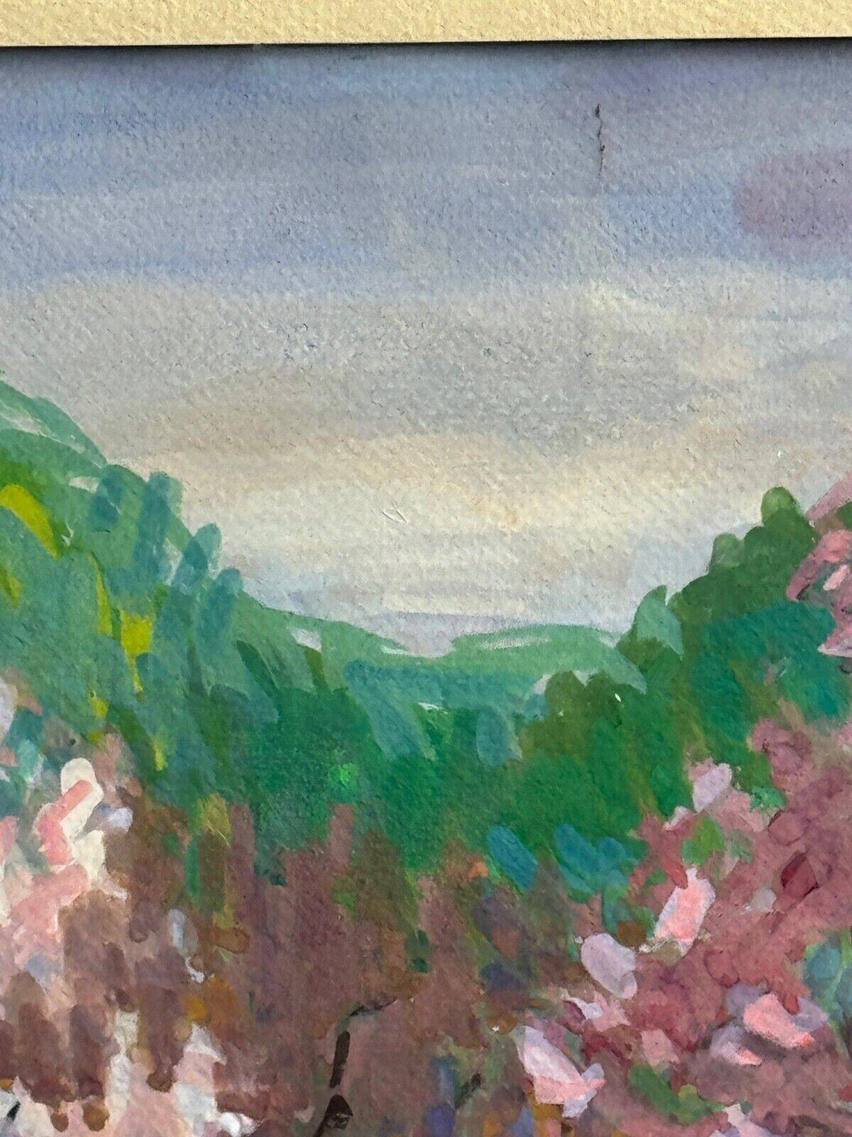 Watercolor on paper, flowering trees, mid-20th century