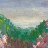 Watercolor on paper, flowering trees, mid-20th century