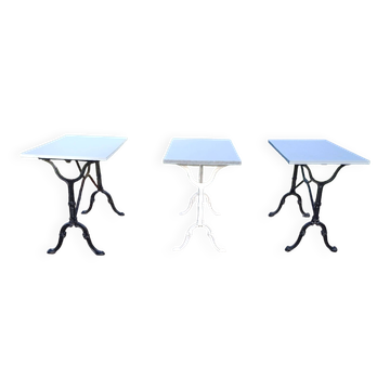 3 Cast Iron and Wood Bistro Tables