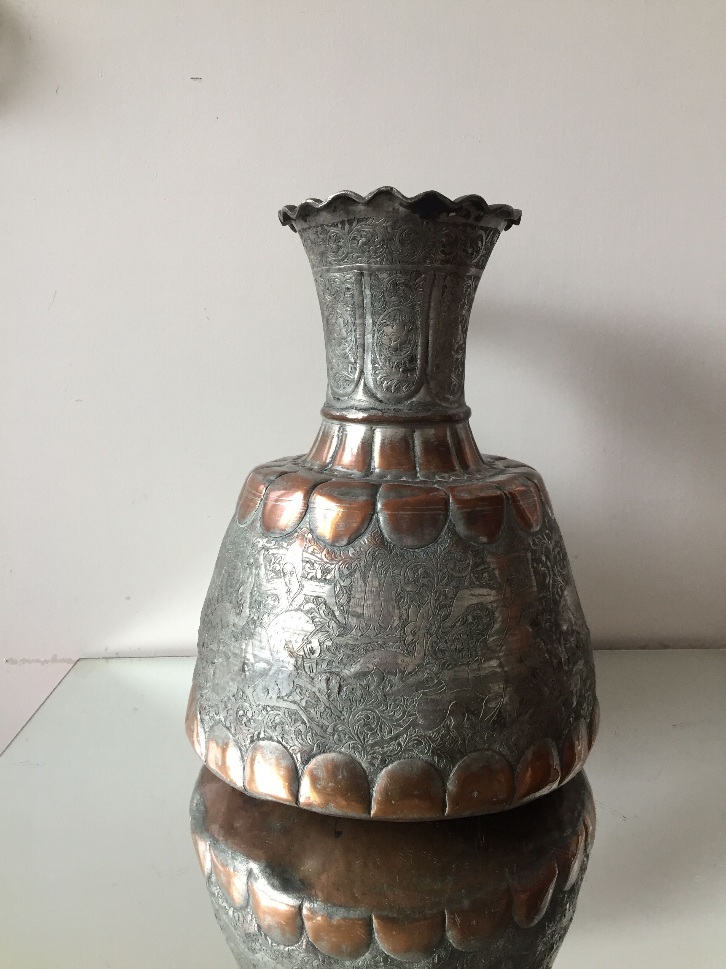 Islamic art copper ewer antique candleholder