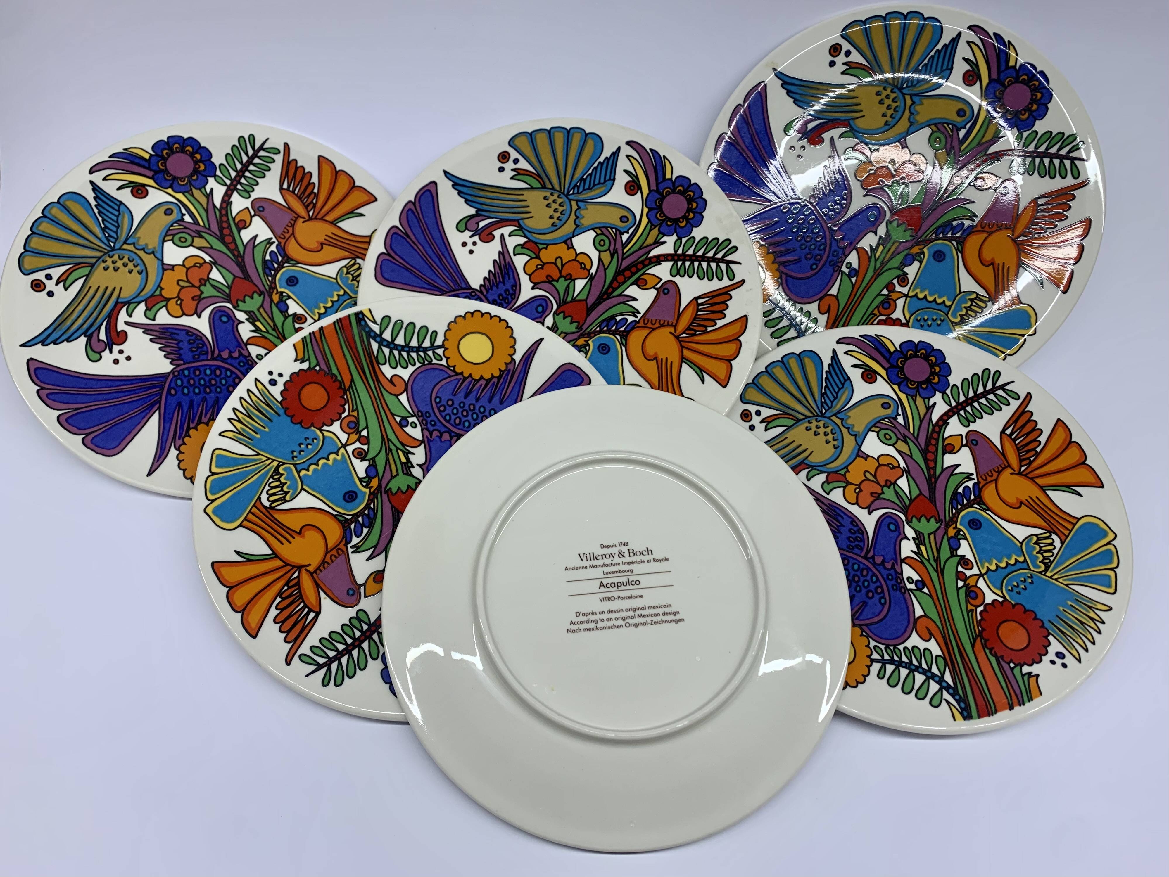 Set of 6 Villeroy & Boch Acapulco plates, 1970s