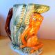 Zoomorphic pitcher in slipware, monkey.