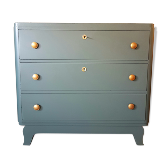 Art deco green blue handles  dresser