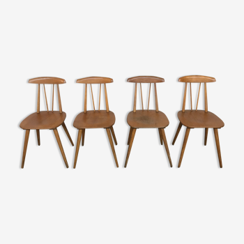 Série de 4 chaises scandinaves vintage