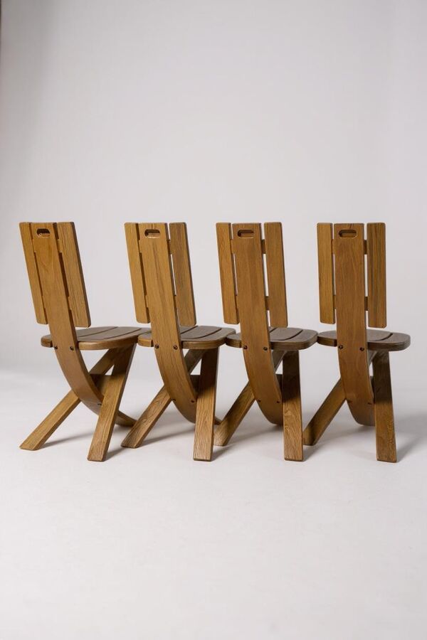 Lot de 4 chaises Pierre Chapo de la maison Seltz - Années 60/70