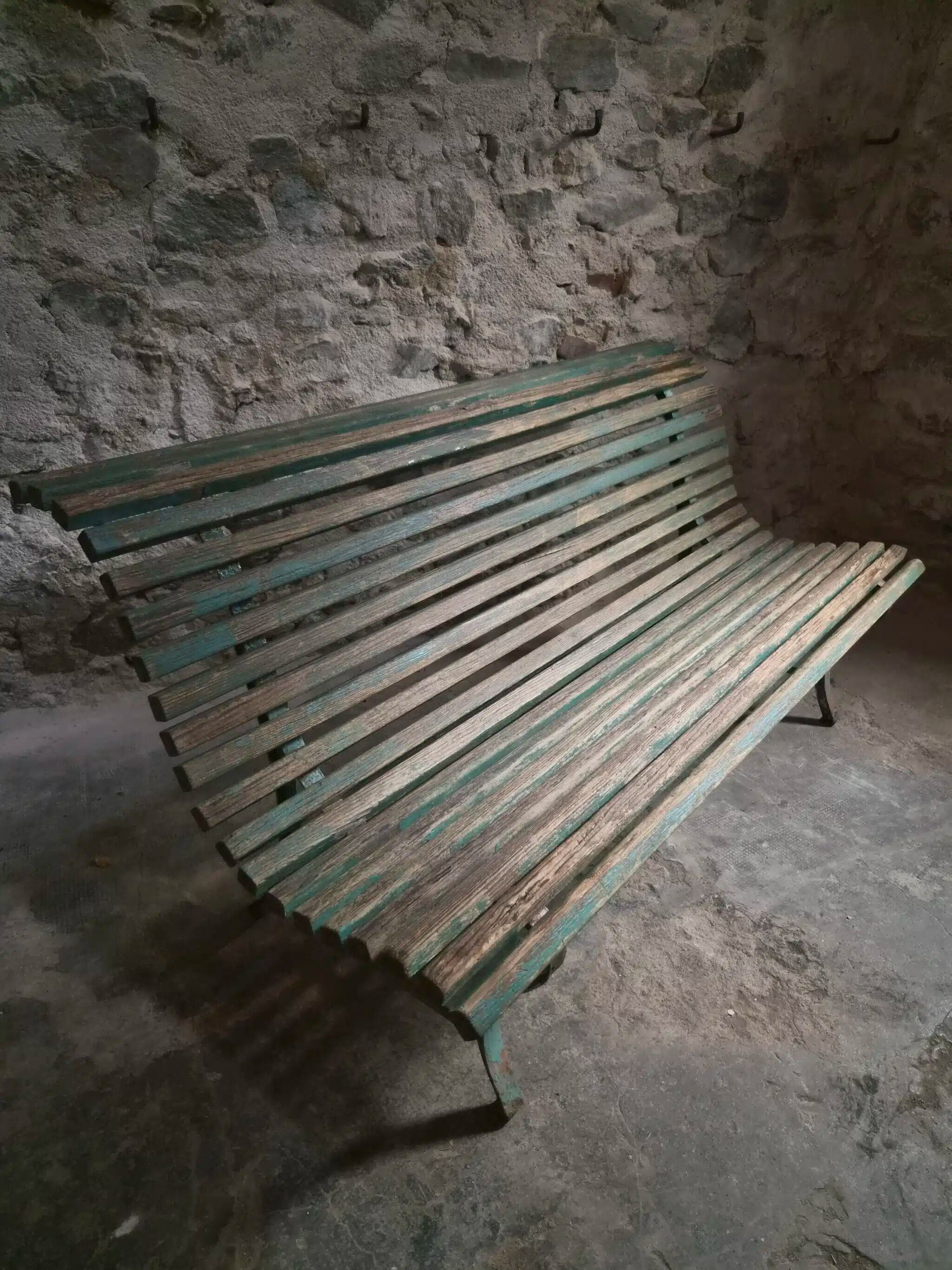 French garden bench in wood and iron, 1950s