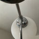 Art Deco chandelier with 6 lights in opaline glass and chrome metal.