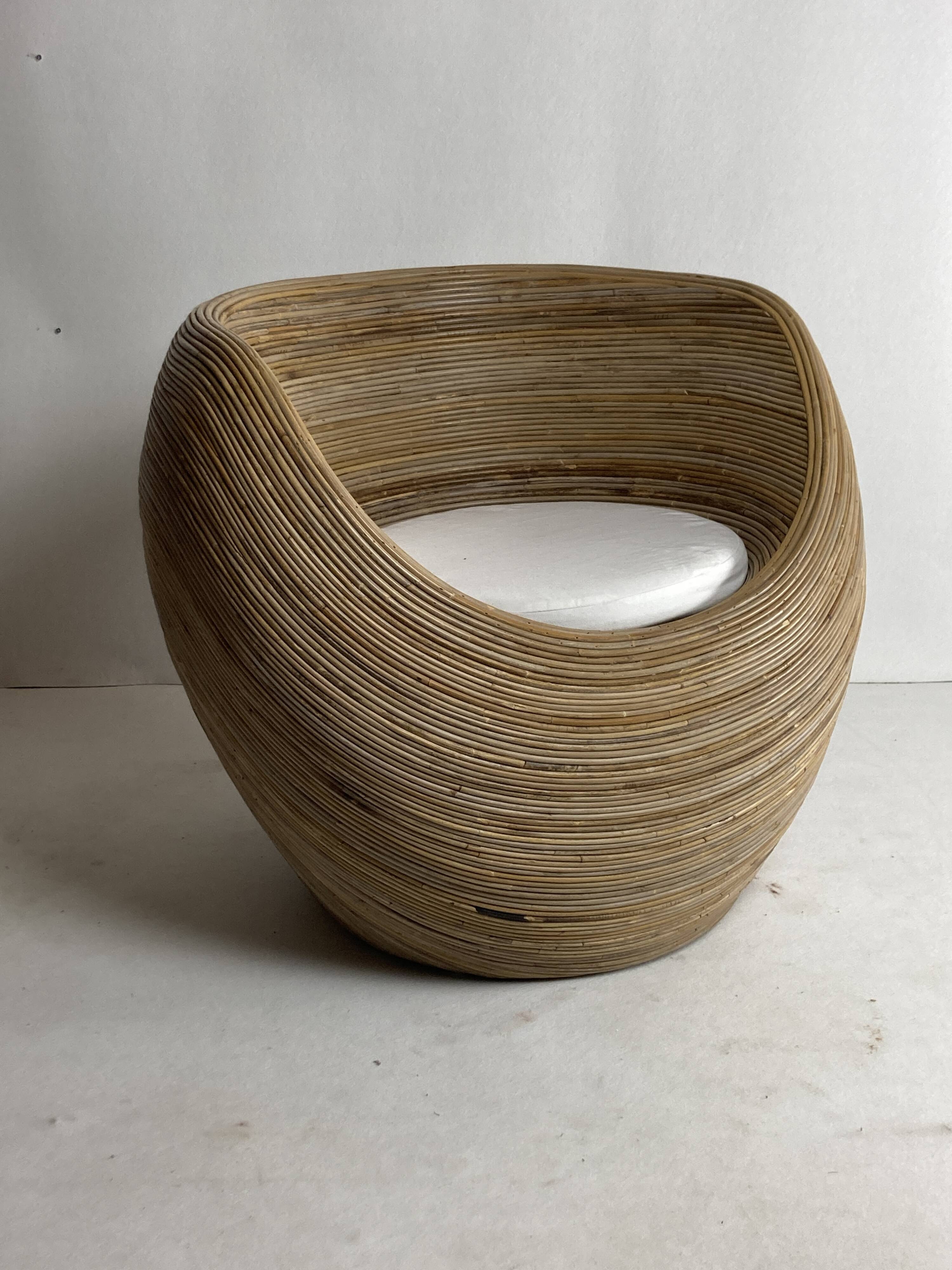 Pencil reed rattan bamboo egg pod chair