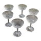 6 champagne glasses in glass and transparent crystal, antique chiseled