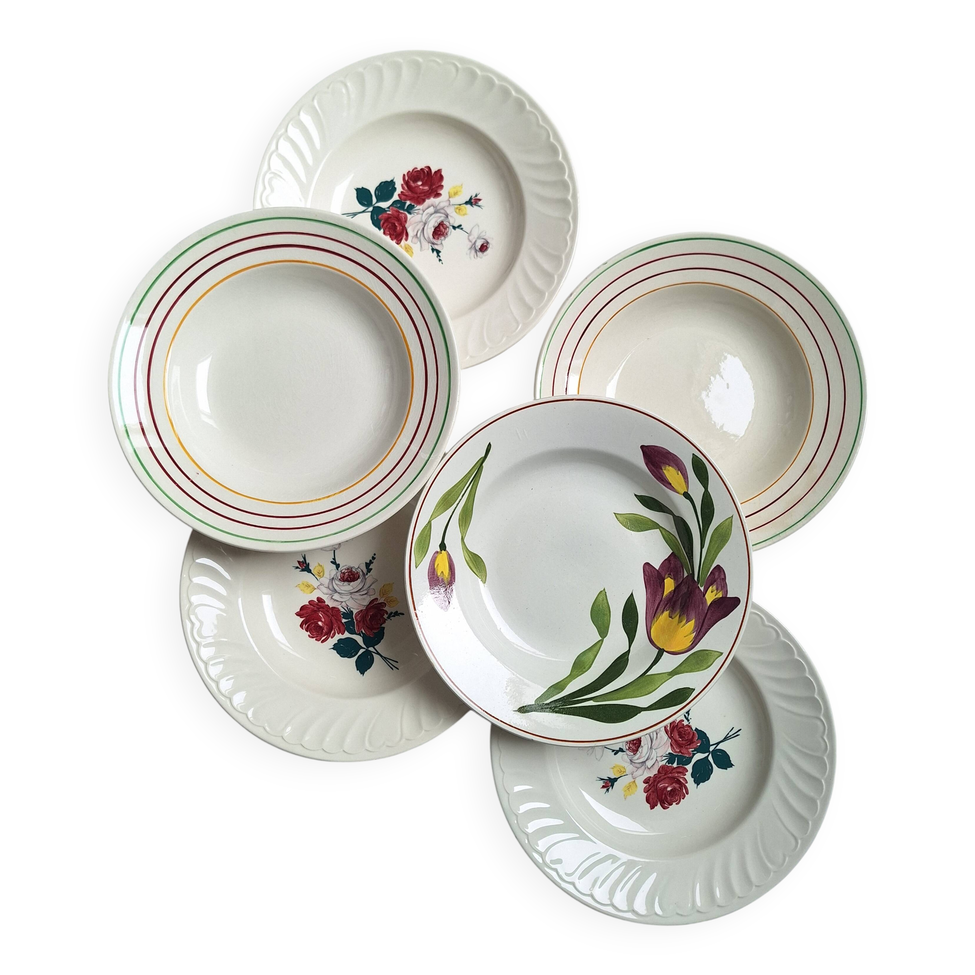 Vintage Gien and St Amand soup plates