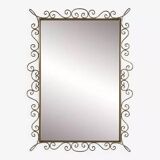 Rectangular mirror from the 1970s with brass outline