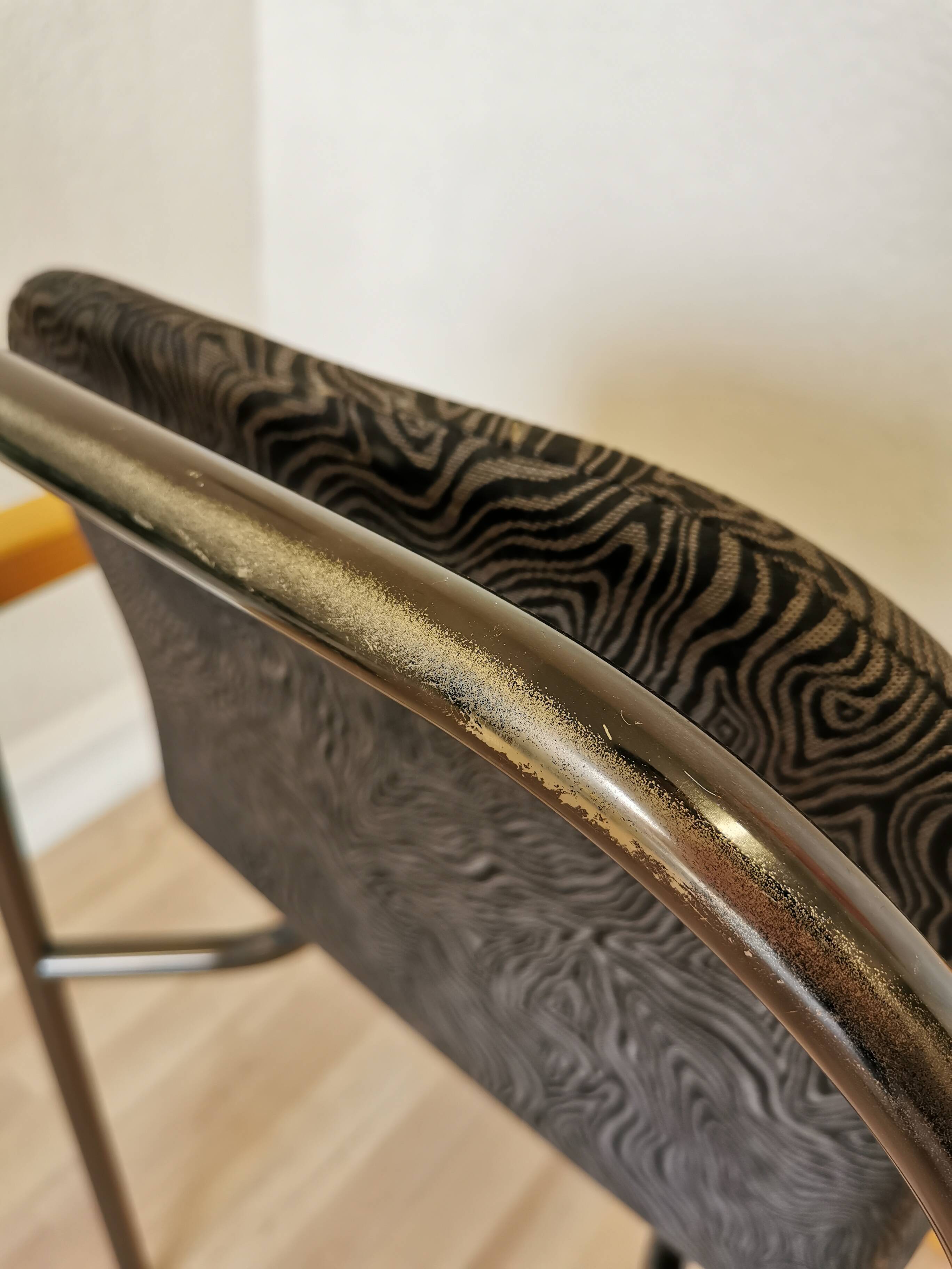 Vintage Beech Wood Dining Chair: 1970s Space Age Black Fabric