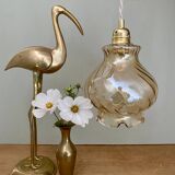 Vintage amber glass globe pendant light
