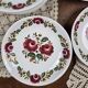 Ensemble de 12 assiettes creuses Moulin des Loups Ottawa – Fleurs bordeaux