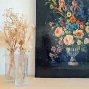 Old Table Painting of Flowers on Wood