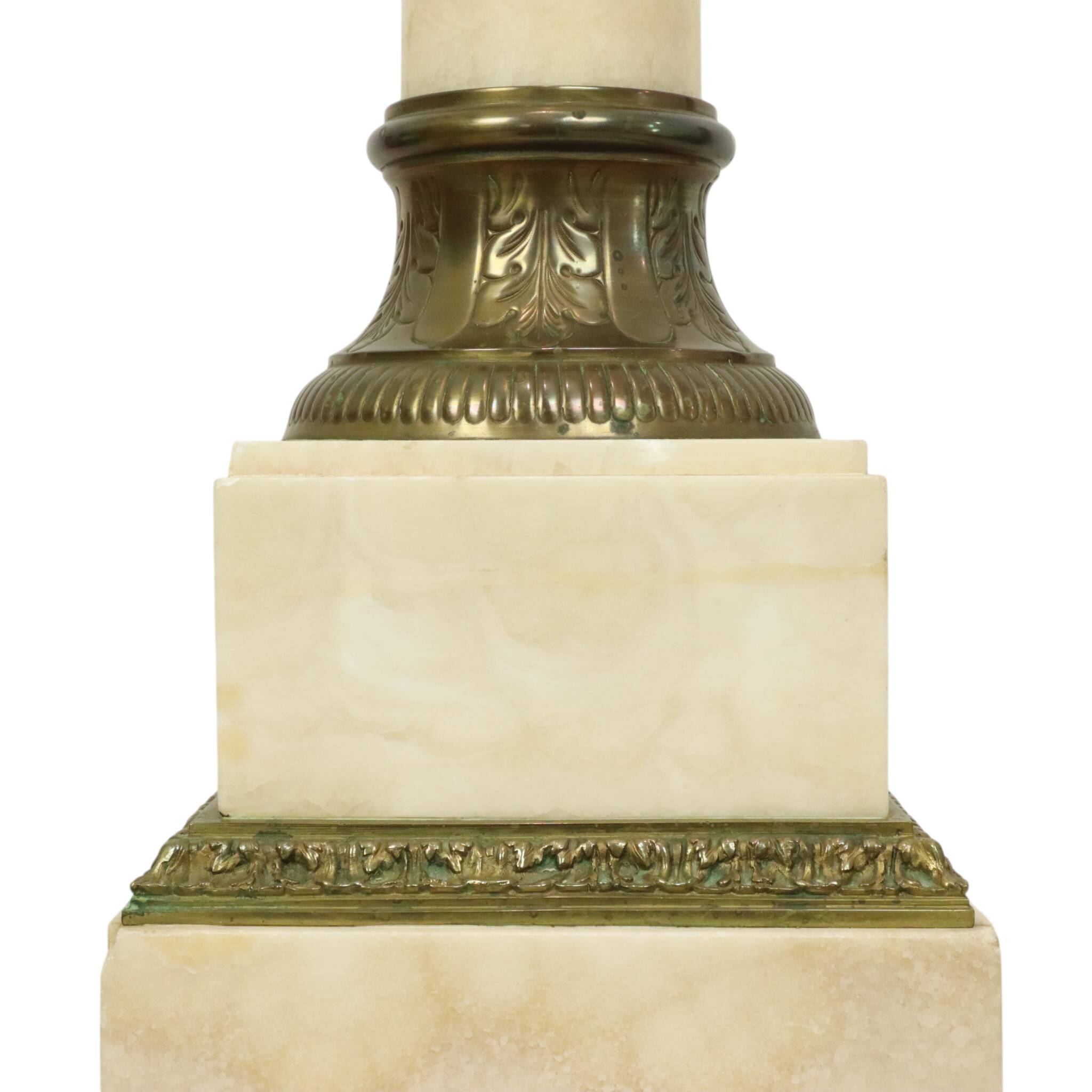 Antique Column Pedestal Onyx Marble and Bronze 19th Century 115cm