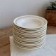 6 vintage ivory earthenware deep plates with double gold trim