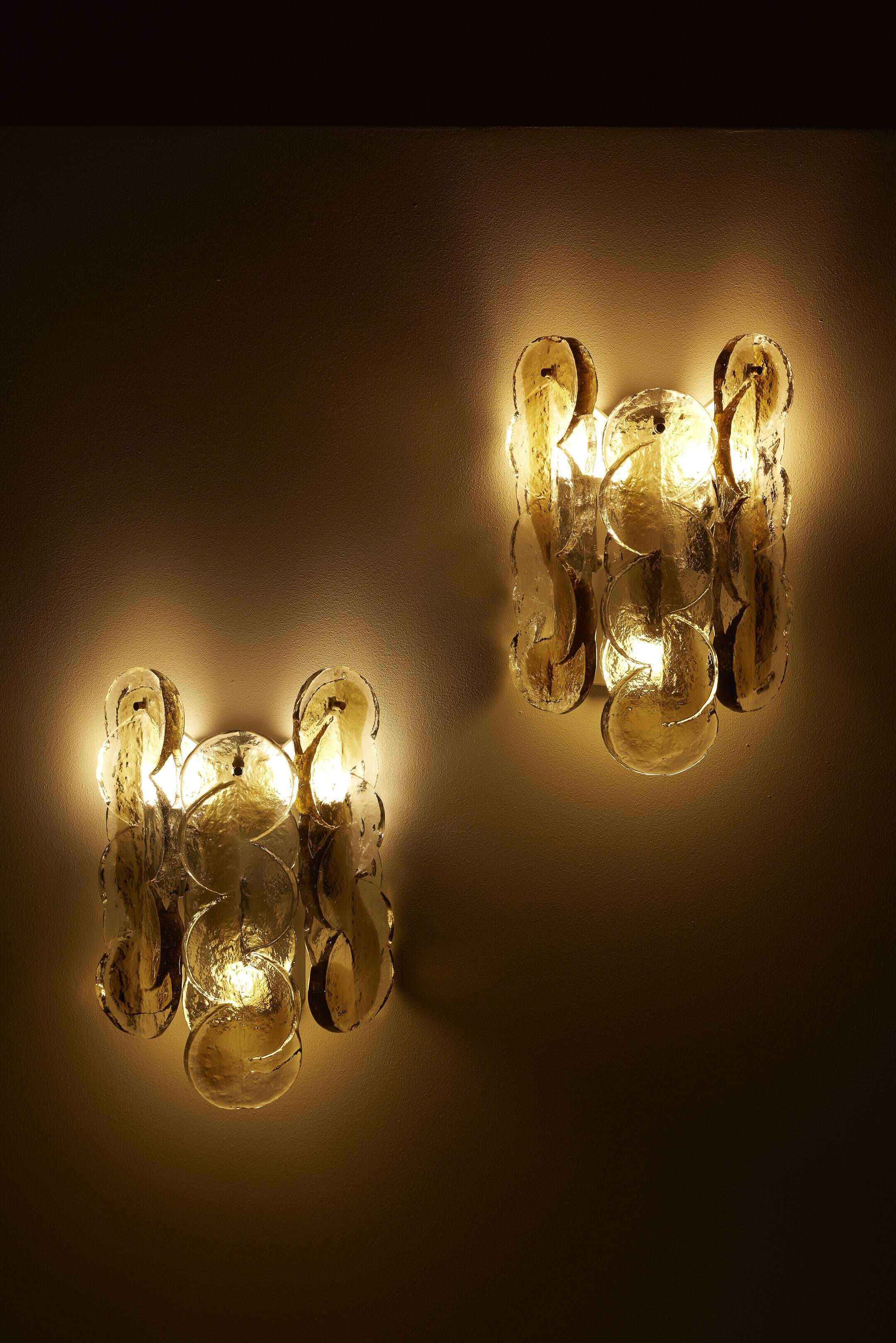 Pair of julius theodor kalmar glass wall lights, 1960s