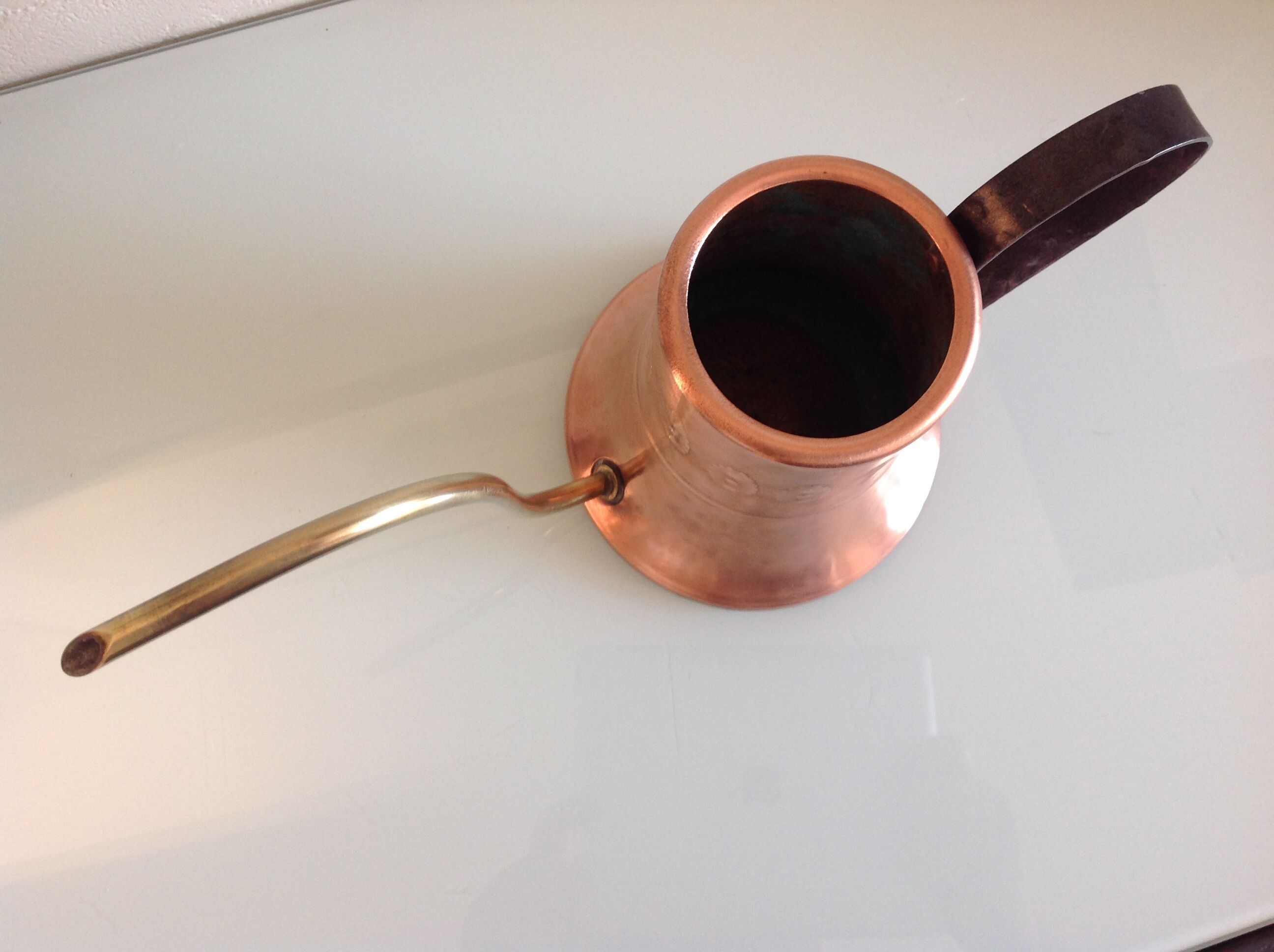 Brushed red copper watering can vintage 60s/70s