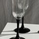 4 large Luminarc Octime vintage octagonal champagne flutes with black foot