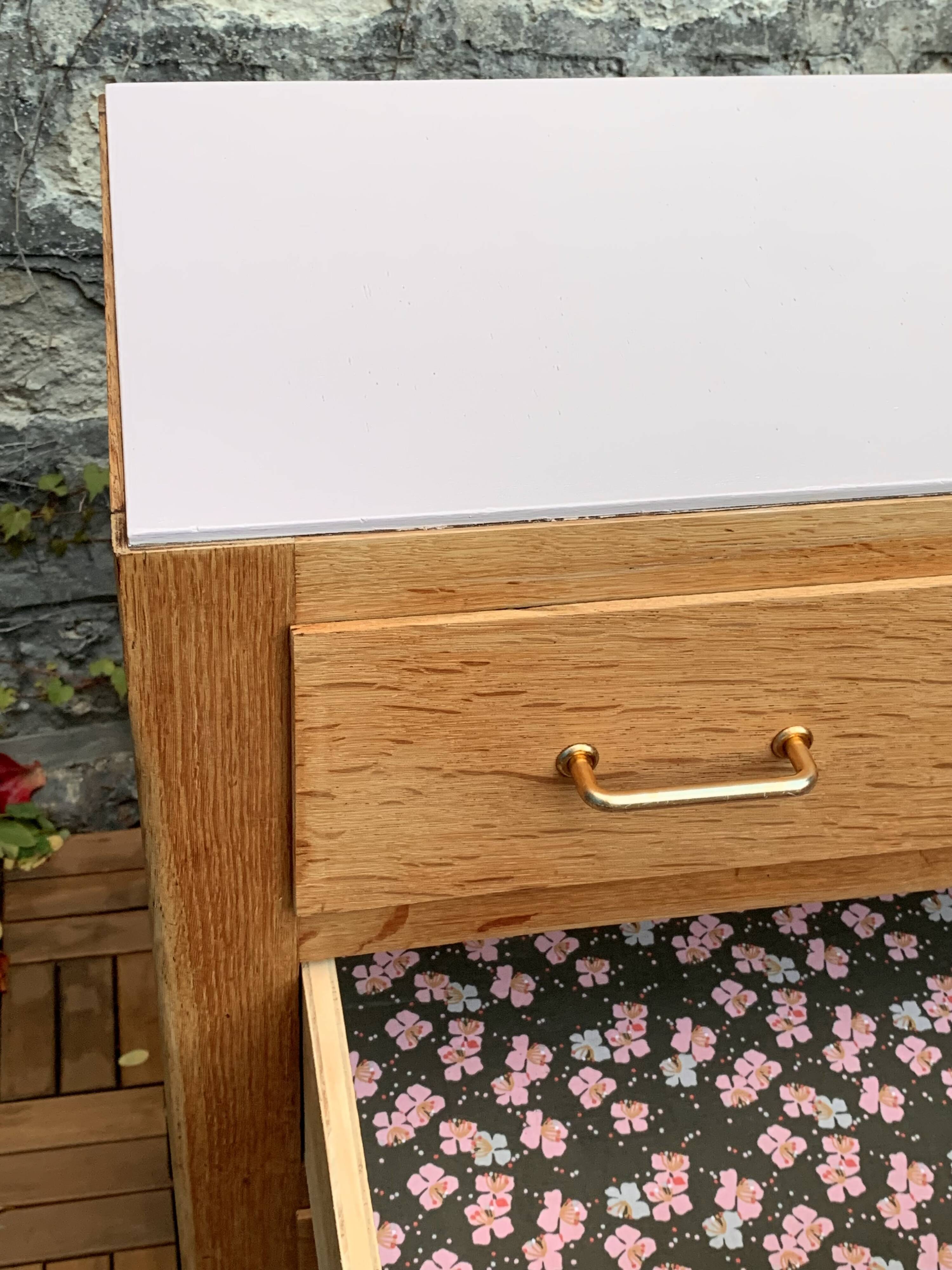 Vintage chest of drawers in solid raw oak 1950