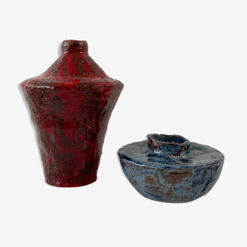 Lot 2 vases en céramique circa 1970