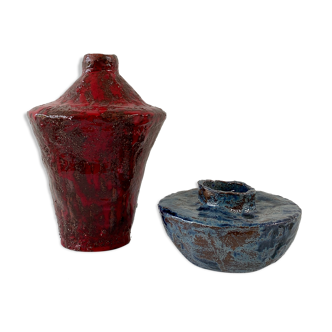 Lot 2 vases en céramique circa 1970