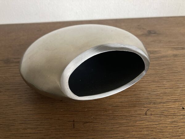 Cendrier galet Space Age Dominique Imbert en inox poli 1970