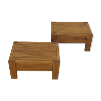Pair of side tables, House Regain 1970, oiled elm