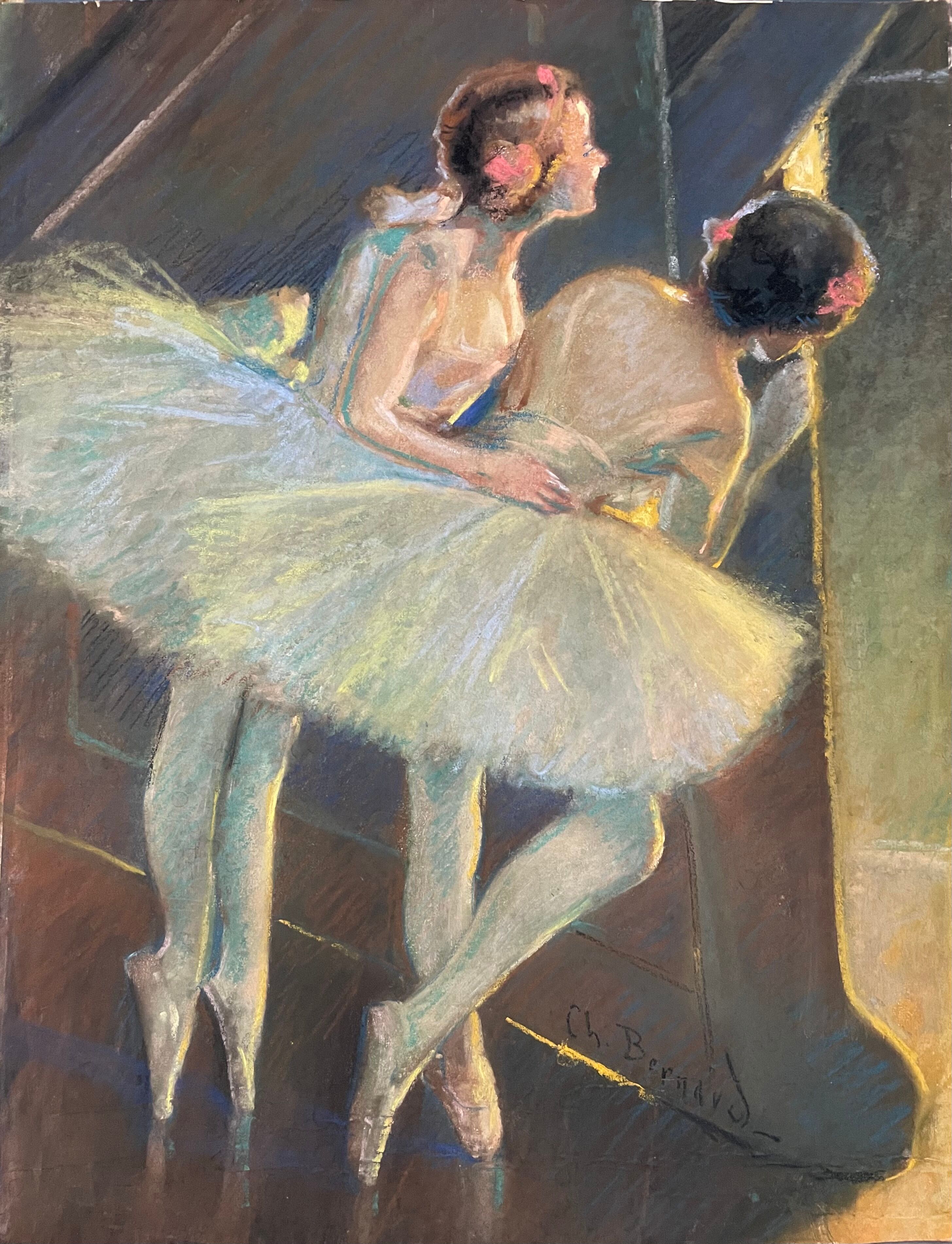 Pastel painting entitled "dance competition" by Charles Bernard 1933