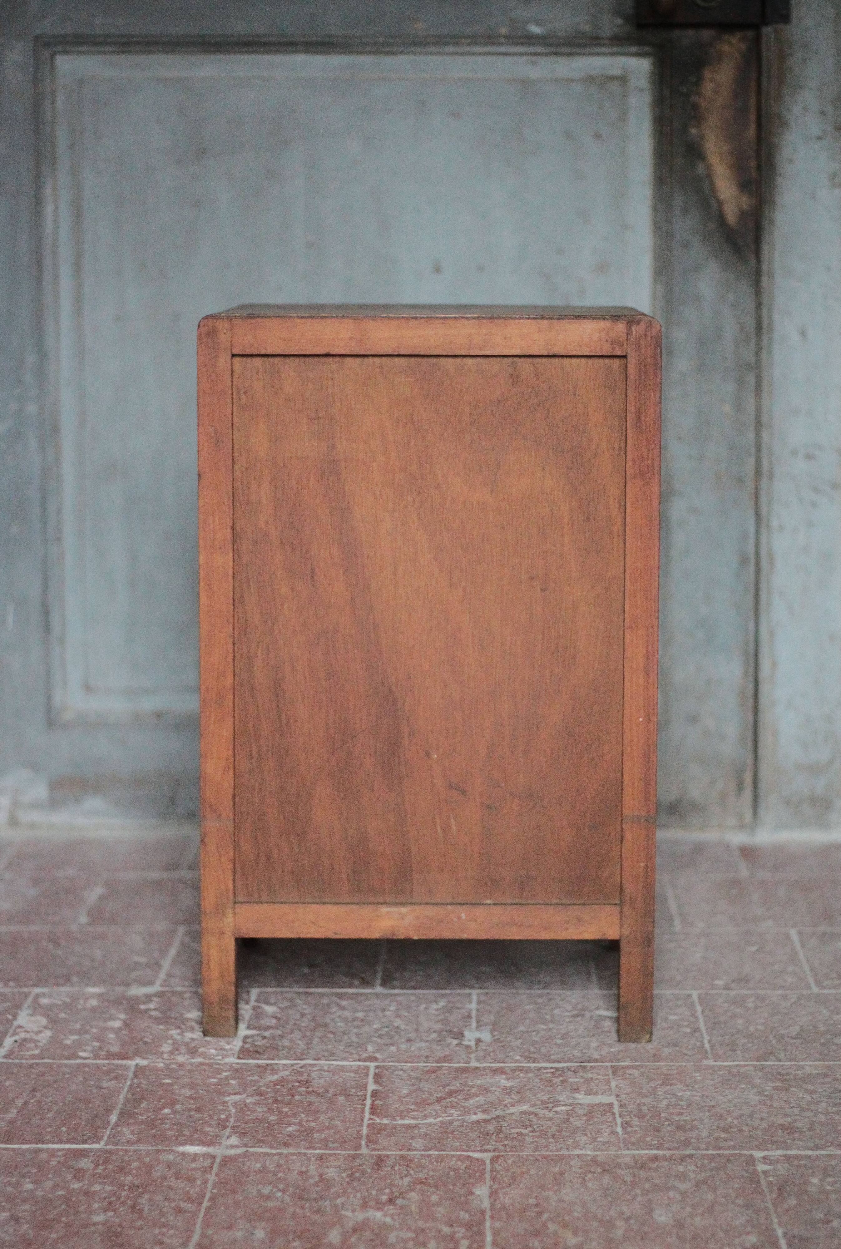 Wooden bedside table with compartment, reconstruction period.