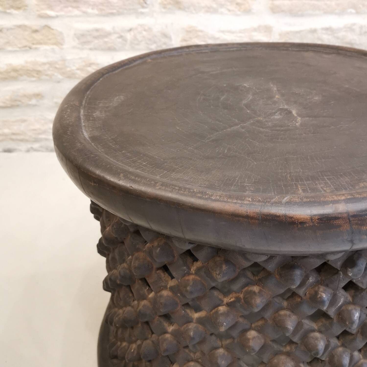 Bamileke African Art wooden coffee table / stool