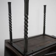 Brutalist nesting table in ebonized oak and wrought iron